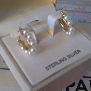 Rachel Zoe Gold and Pearl Sterling Silver Earring